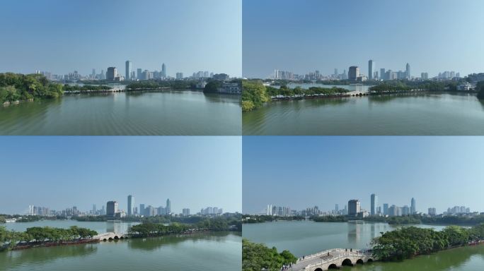 惠州城市风光航拍惠城区西湖城市景观风景