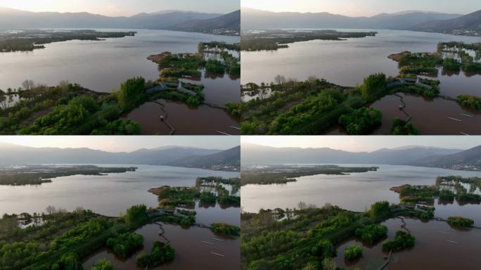 航拍四川大凉山西昌邛海国家湿地公园