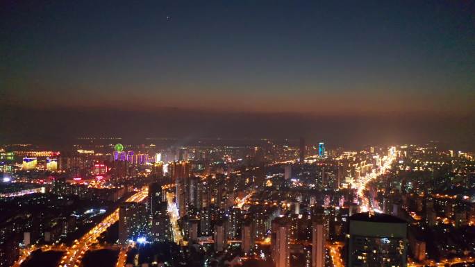 江苏无锡 夜景 金匮大桥 太湖广场 航拍