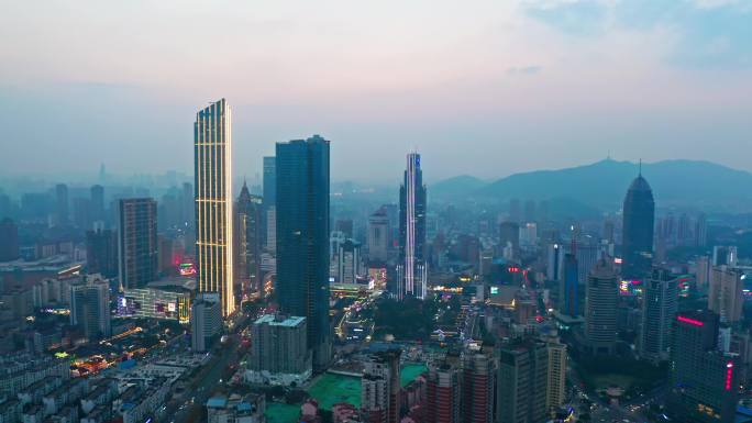 江苏 无锡 三阳广场 夜景 俯瞰航拍4K