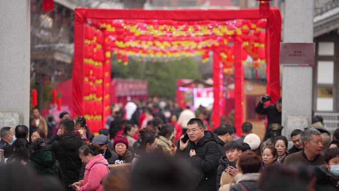 年货节集市热闹购物逛街视频4K