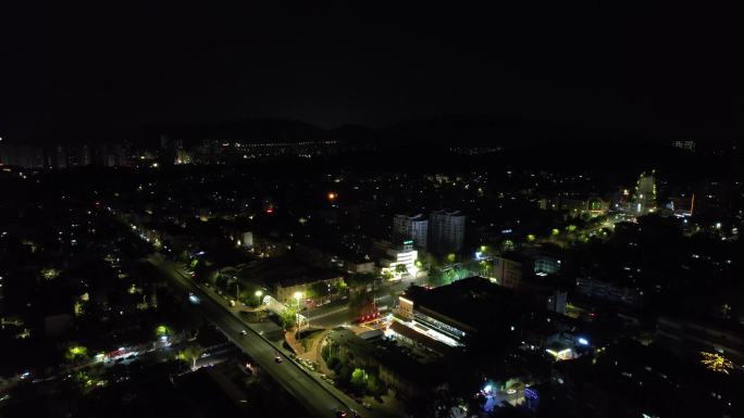 山东烟台城市夜景航拍