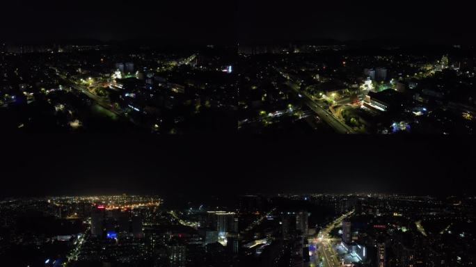 山东烟台城市夜景航拍