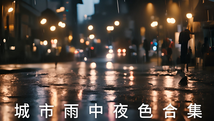 城市下雨夜景