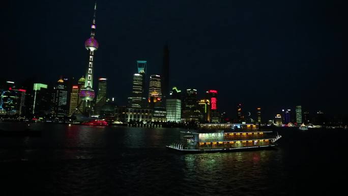 航拍上海夜景