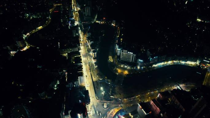 贵州遵义城市夜景交通航拍