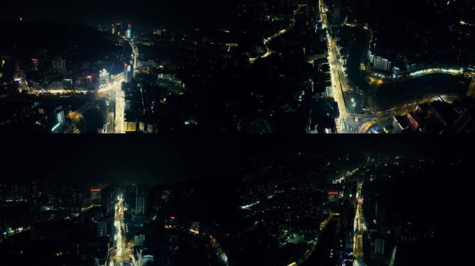 贵州遵义城市夜景交通航拍