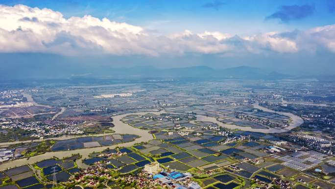 江南浙江湖州农业渔业阡陌鱼塘运河桑基鱼塘