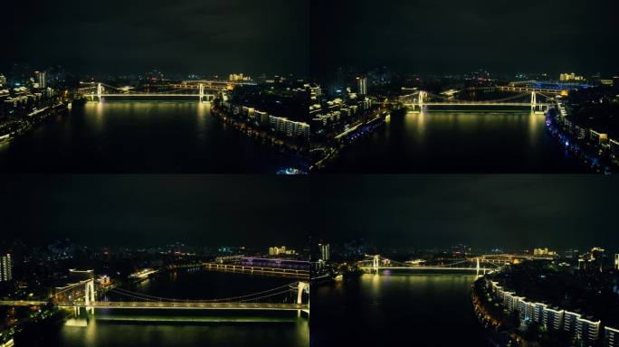 广西柳州红光大桥夜景灯光航拍