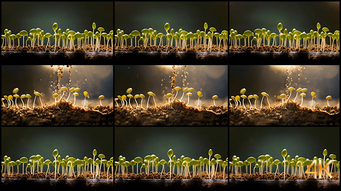 春天种子发芽 植物栽培 植物播种 豌豆苗