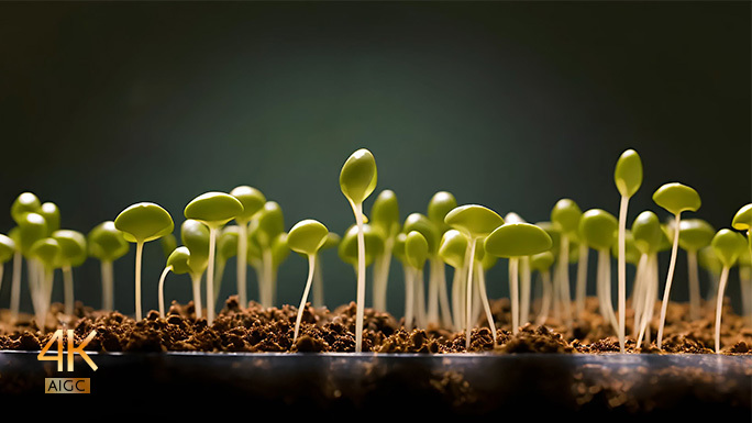 春天种子发芽 植物栽培 植物播种 豌豆苗