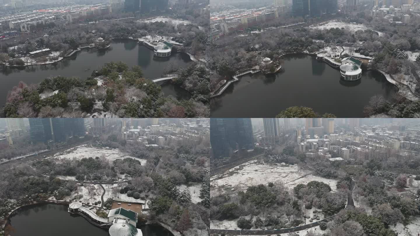 合肥市杏花公园周边雪景