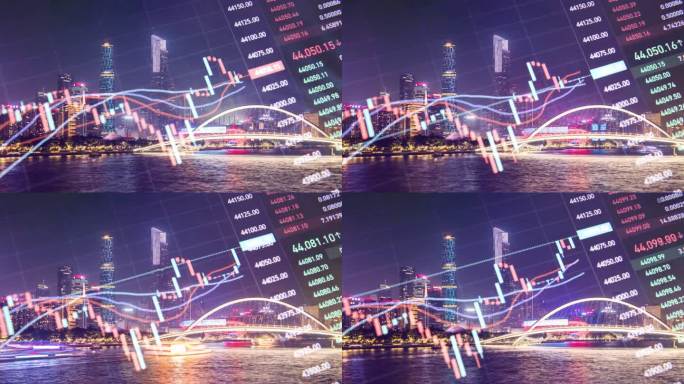 广州珠江新城CBD夜间灯光秀与金融经济资本市场波动概念