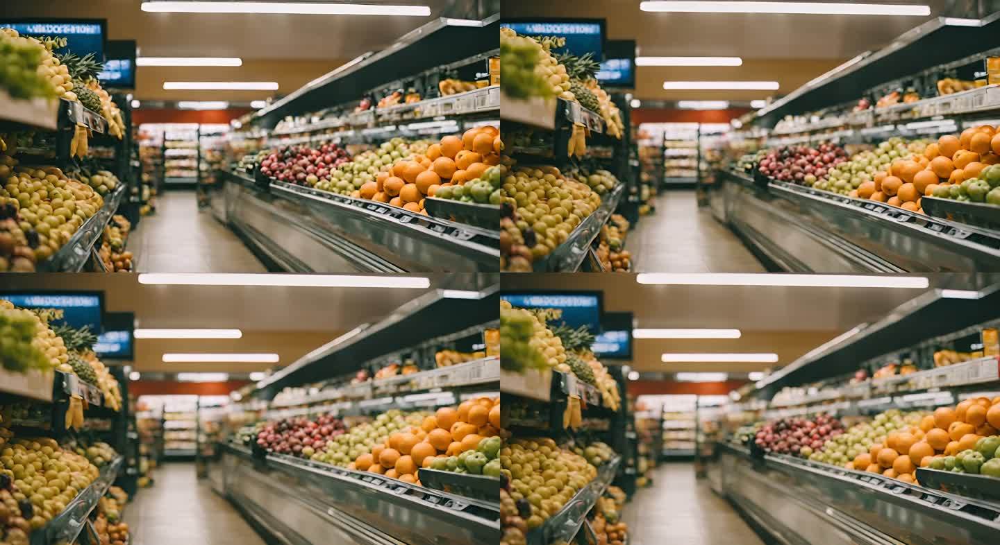 超市货架上的瓜果蔬菜