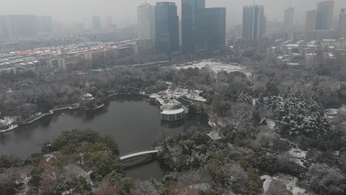 合肥市杏花公园周边雪景