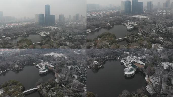 合肥市杏花公园周边雪景