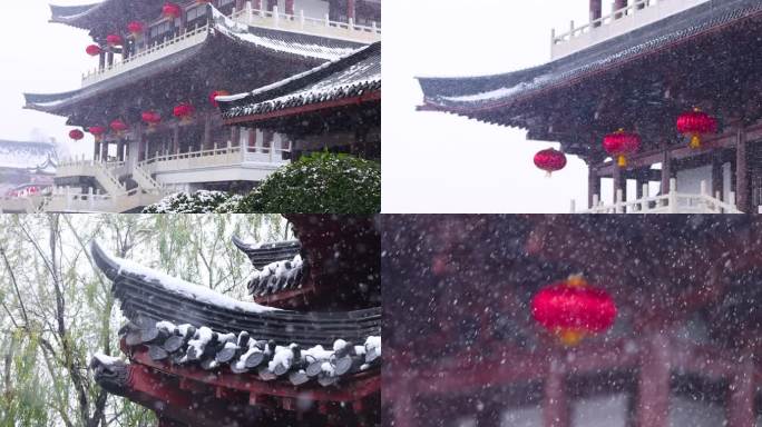 4K长沙雪景暴风雪长沙杜甫江阁雪景合集8