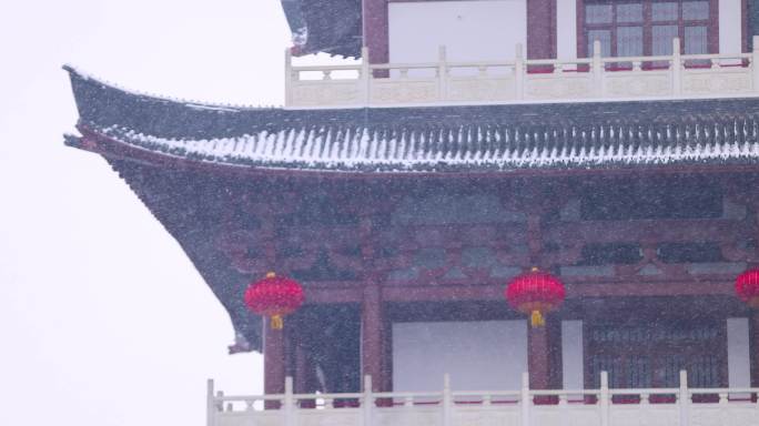 4K长沙雪景暴雪长沙杜甫江阁雪景合集11