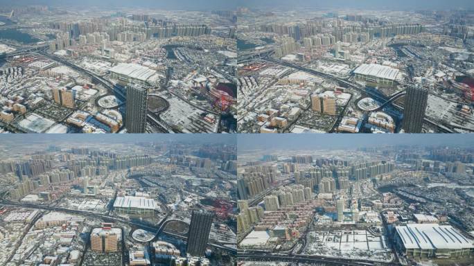 4K长沙雪景湖南广电雪景航拍