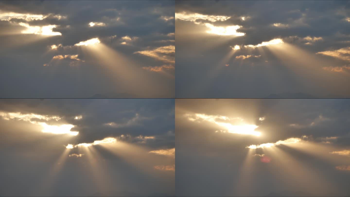 阳光透过云层耶稣光丁达尔效应延时