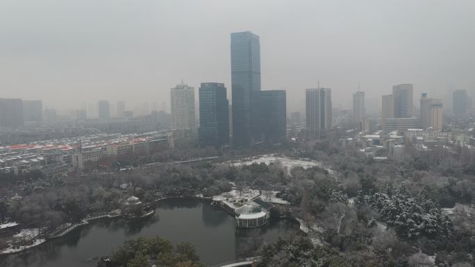 合肥市杏花公园周边雪景