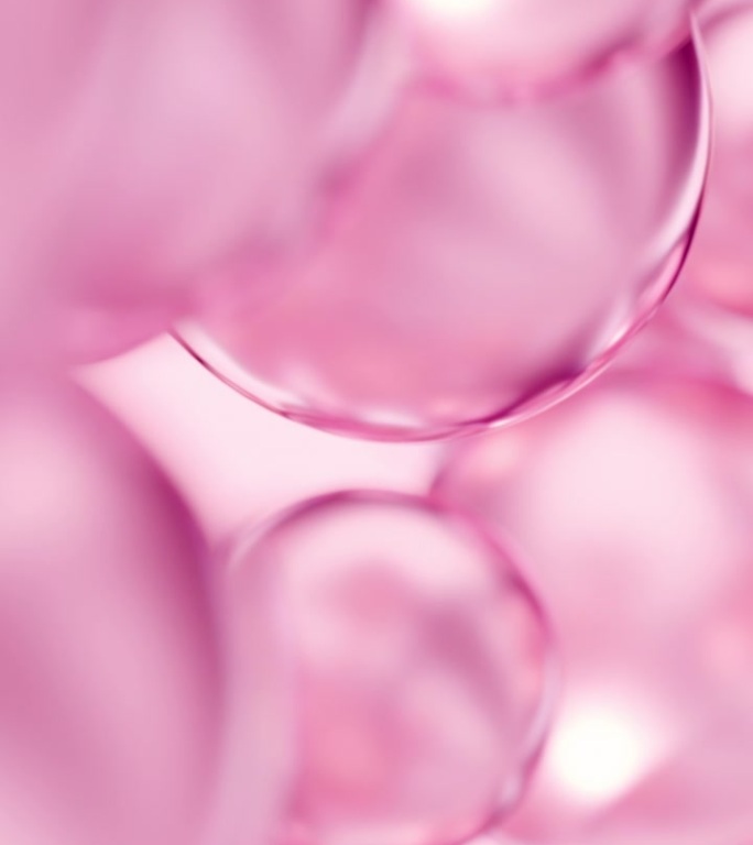 液体粉红玫瑰油泡沫化妆品微距近距离美容凝胶背景
