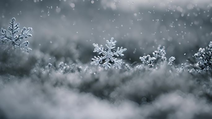 雪花特写雪景下雪天大雪纷飞白雪皑皑雪风景