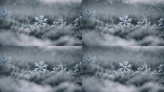 雪花特写雪景下雪天大雪纷飞白雪皑皑雪风景