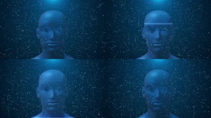 人工智能人工智能机器学习，机器人和人类的手触摸大数据