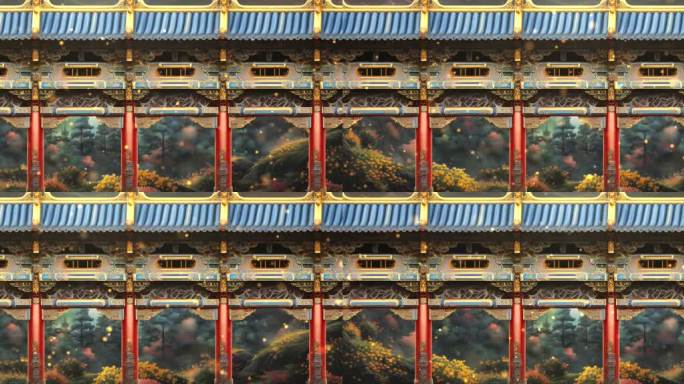 中国风古代建筑牌坊少数民族舞蹈背景古风