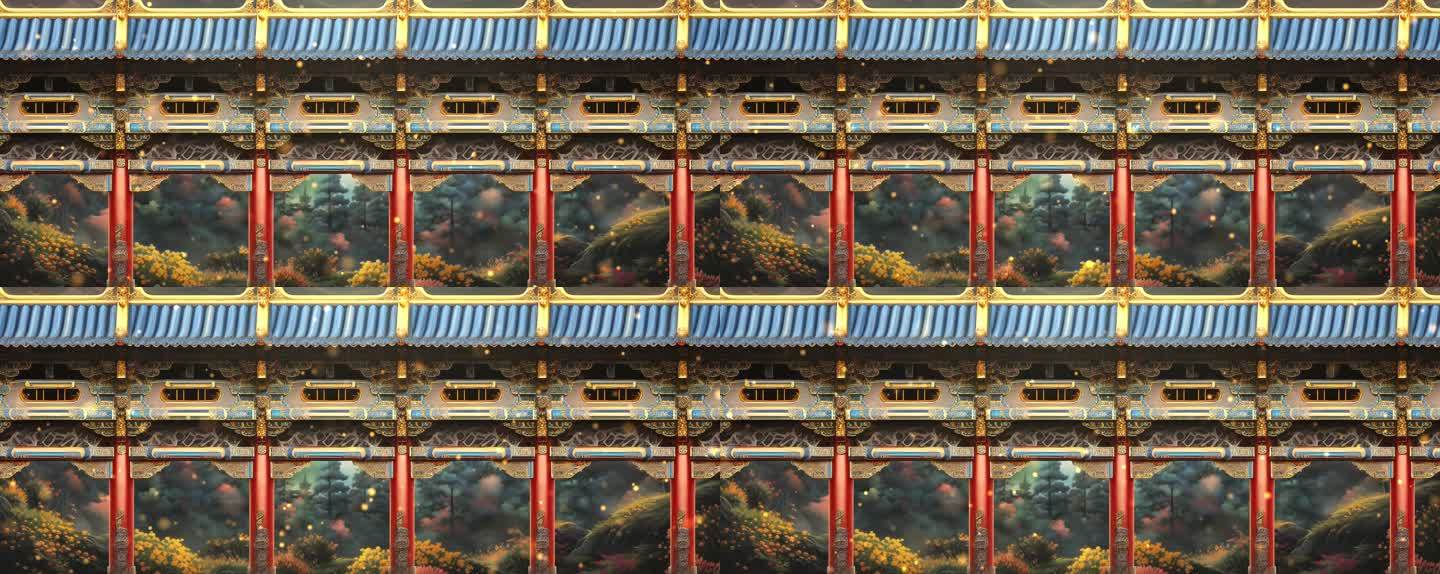 中国风古代建筑牌坊少数民族舞蹈背景古风