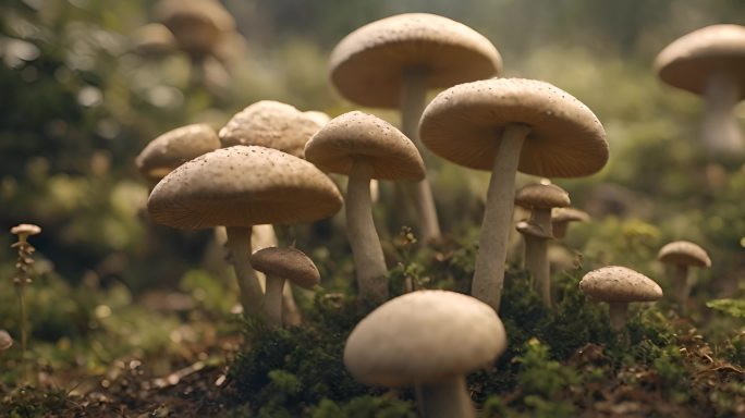 野外生长蘑菇菌菇丛林