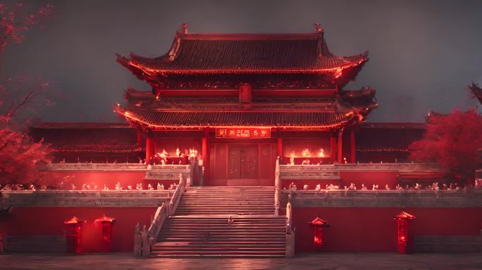 中式建筑汉唐不夜城过年气氛