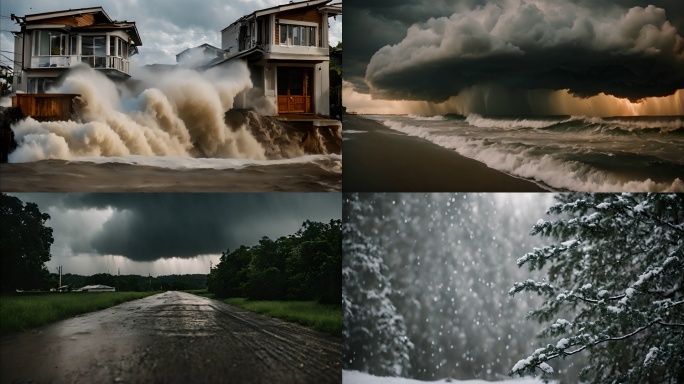 台风雨天晴天下雪天阴天气象合集 4K