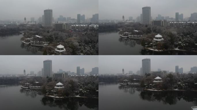 合肥市杏花公园周边雪景