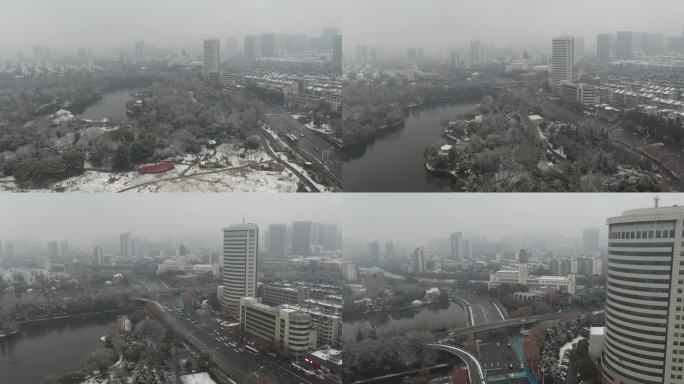 合肥市杏花公园周边雪景