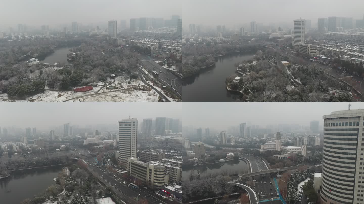 合肥市杏花公园周边雪景