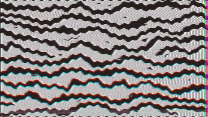 抽象嘈杂的单色波浪图案与动态黑白线创造流体，涟漪效应
