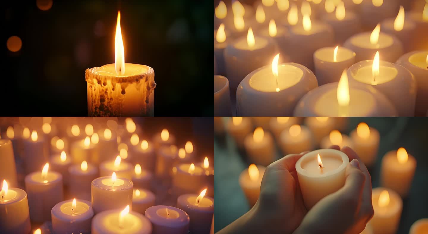 蜡烛白蜡烛悼念祈祷哀悼祈福