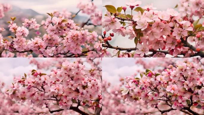 桃园桃花盛开花朵花瓣春色满园风光