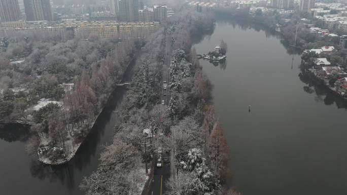 合肥市杏花公园周边雪景