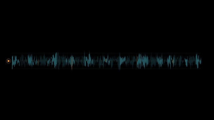 音乐播放器软件:孤立的蓝色声波图形在黑色背景。数字声波均衡器的可视化。屏幕更换模型显示声音水平