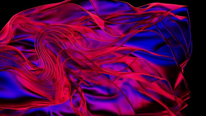 红色色调和有节奏的玻璃波在抽象的背景中交织在一起。