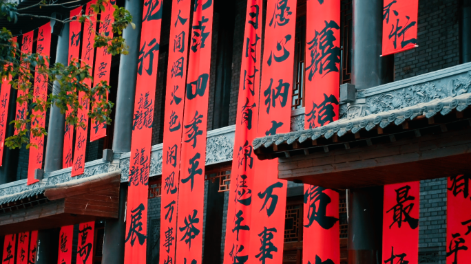 【原创实拍】中国风新年春联红色条幅