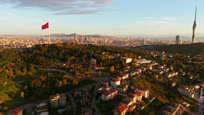 空中地平线宁静:宏伟的Çamlıca清真寺，Çamlıca山上雄伟的礼拜灯塔#ÇamlıcaMosq