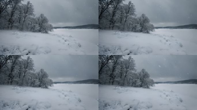 森林下雪天风景雪景唯美冬天下雪天大雪茫茫