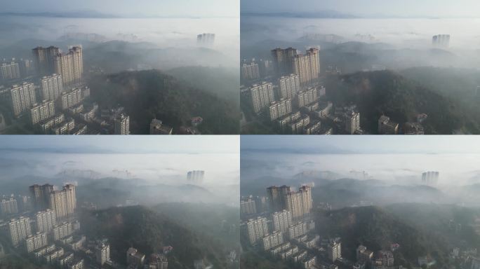 小县城晨雾