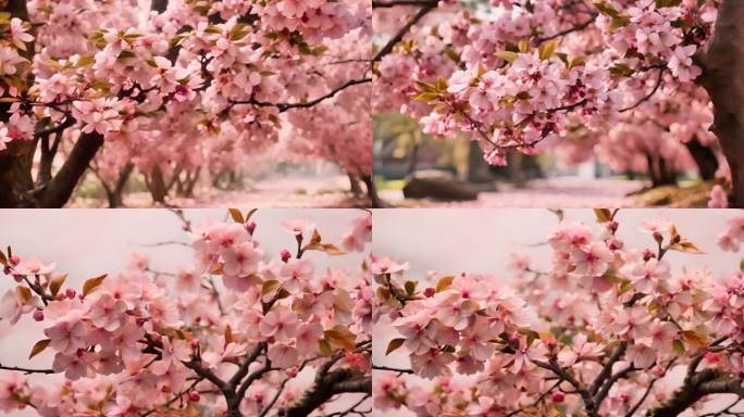 桃花绽放春天花朵盛开粉色花瓣风光大屏2