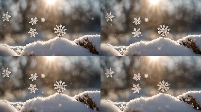 雪花特写雪景下雪天大雪纷飞白雪皑皑雪风景