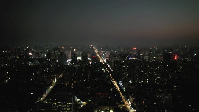 广西北海城市夜景灯光航拍